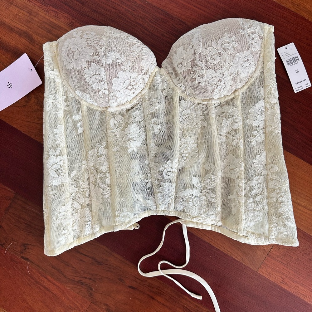 NWT V. Chapman Carolena Strapless Sweetheart A-Line Lace Midi Set - Picture 3 of 5